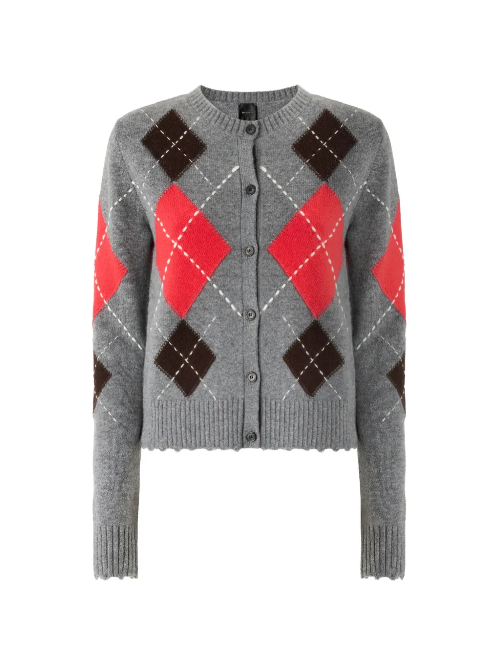 PINKO Cardigan mit Argyle-Intarsie - Grau