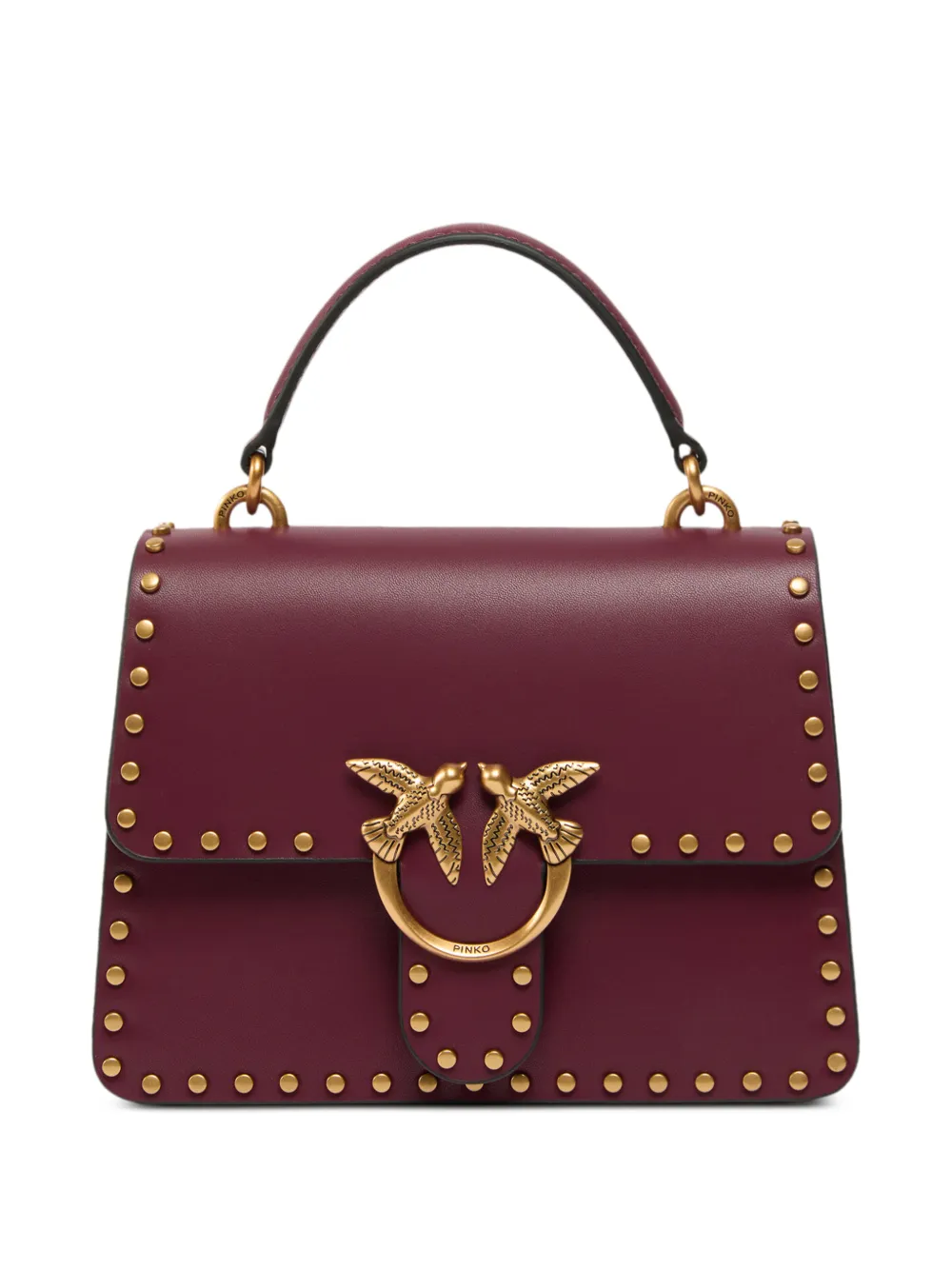 PINKO Mini Love Bag One Top Handle Light handbag in leather with mini studs - Rosa
