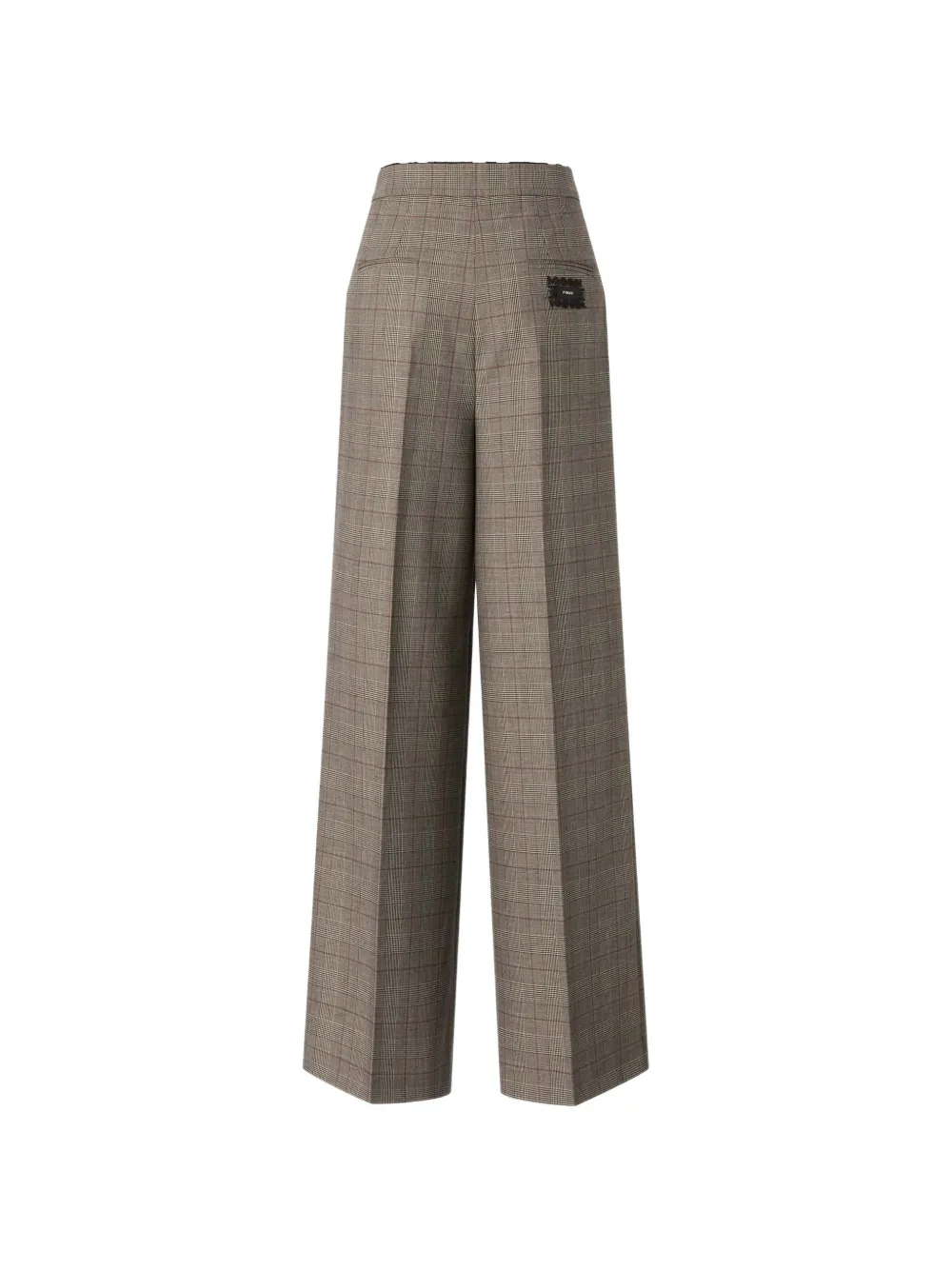 PINKO check lace-trim trousers - Neutrals