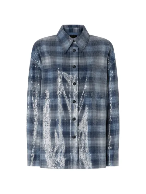PINKO overshirt with check pattern and sequins