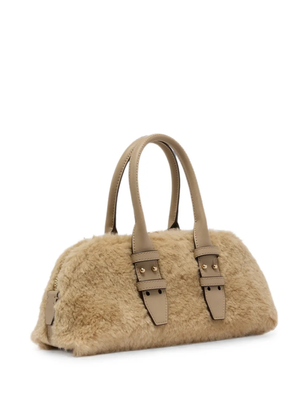PINKO Shopper met imitatielamswol en gespdetail Beige