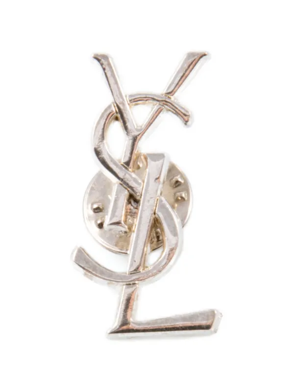 Saint Laurent Pre-owned 1990s Cassandre-logo Pin in Silver