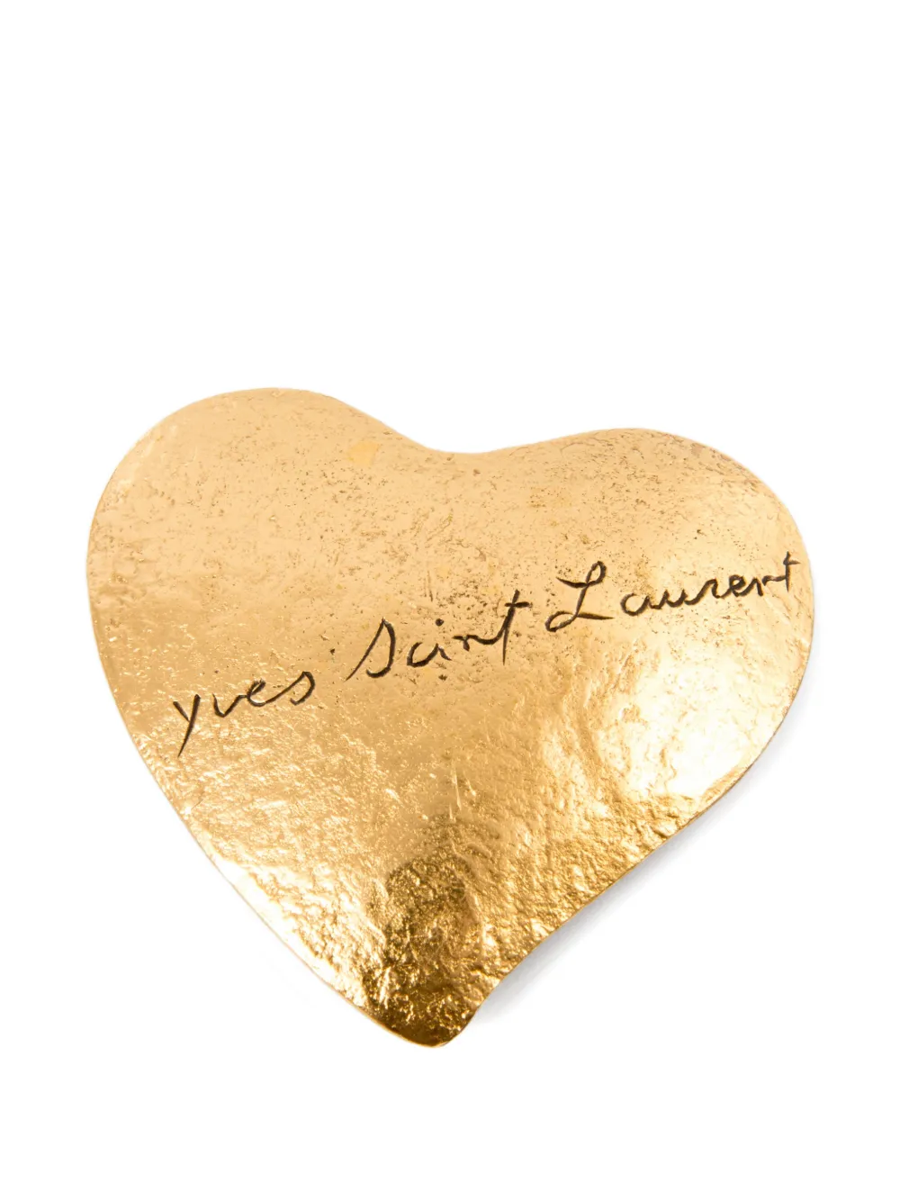 Pre-owned Saint Laurent 1980s Heart-shaped Brooch In Gold