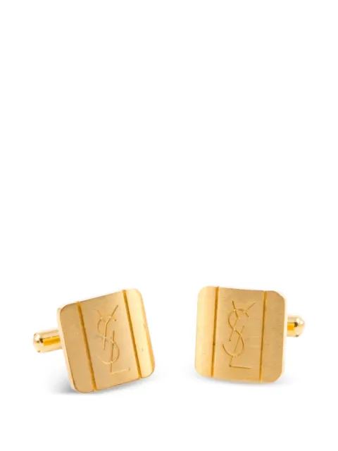 Saint Laurent Pre-Owned أزرار أكمام مربعة بشعار 'كاساندر' من التسعينيات