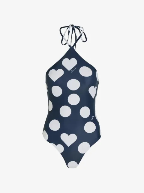 Jacquemus Bastide heart-print polka-dot swimsuit