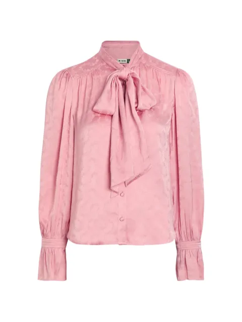 Rixo floral-jacquard pussy-bow blouse