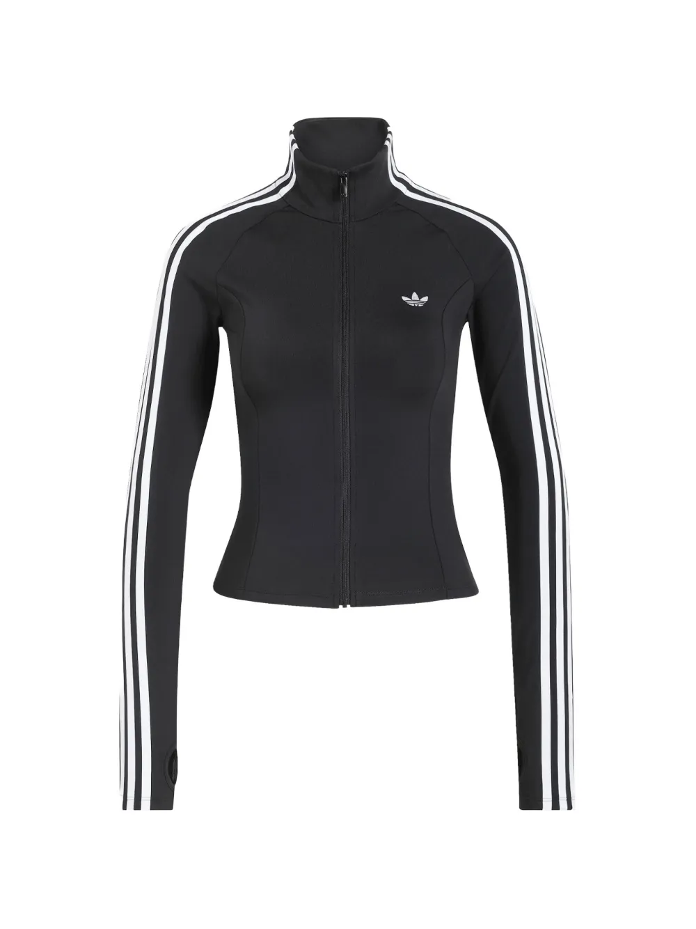 adidas side-stripe zip-up track jacket - Schwarz