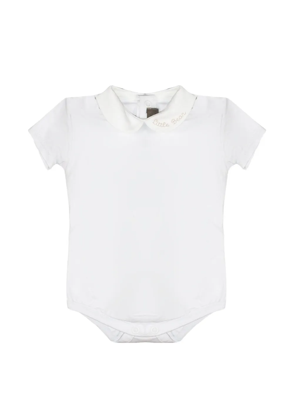 Little Bear embroidered-logo Peter Pan-collar body - Bianco