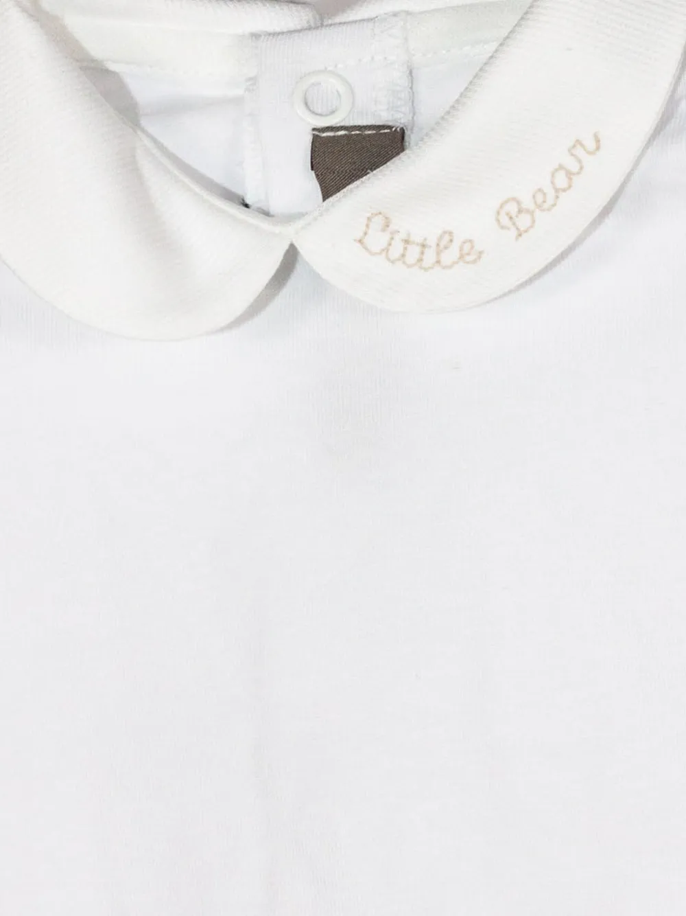 Little Bear Romper met geborduurd logo en Peter Pan kraag Wit