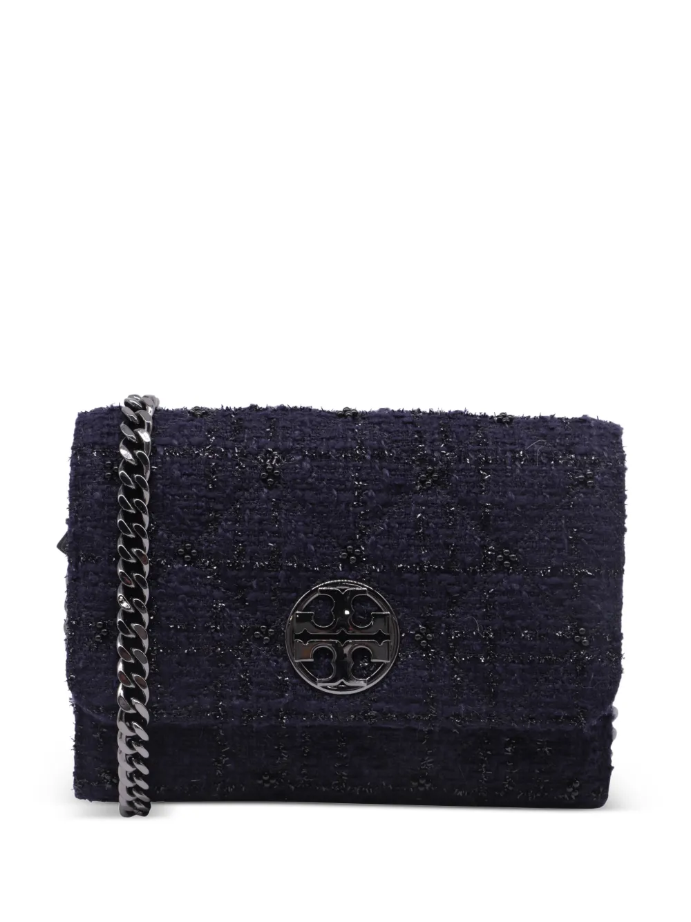 Tory Burch quilted tweed shoulder bag - Blu