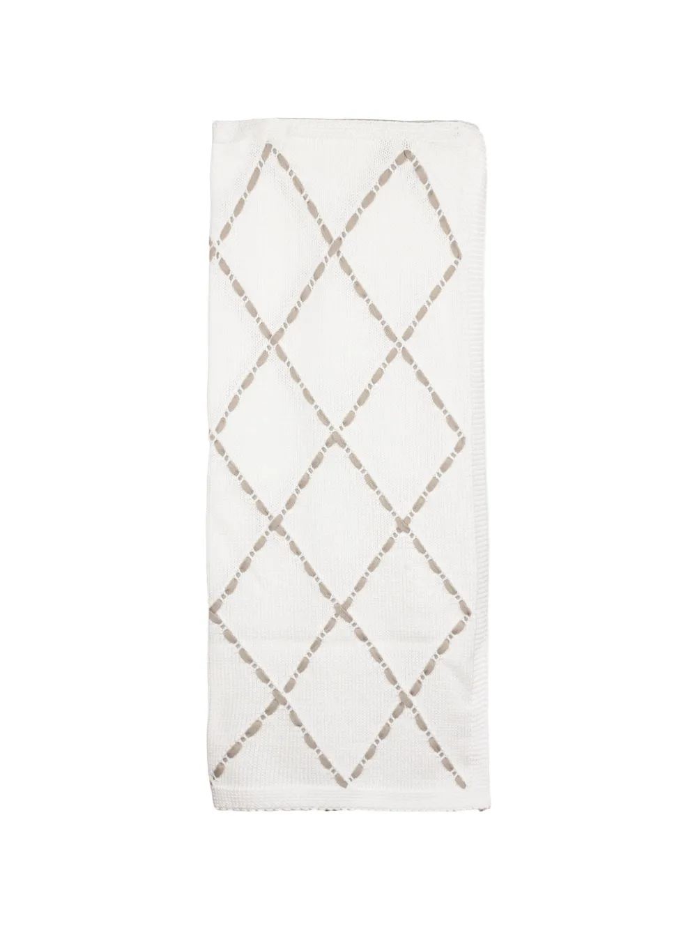 Little Bear diamond-pattern knitted blanket - Bianco