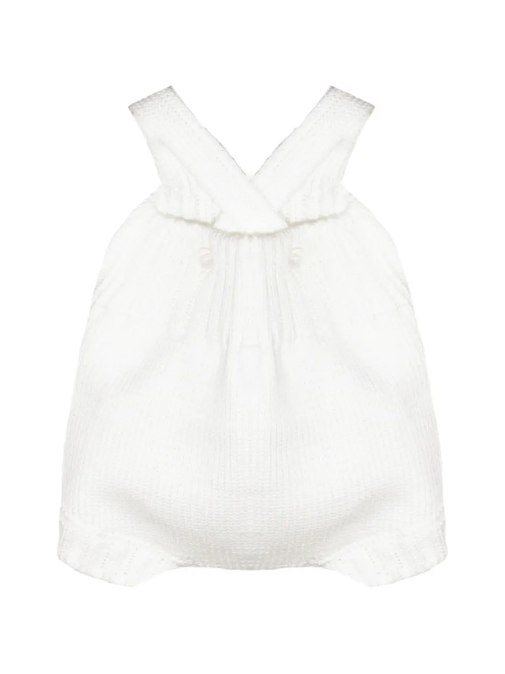 Little Bear Geribbelde romper met gekruiste bandjes Wit