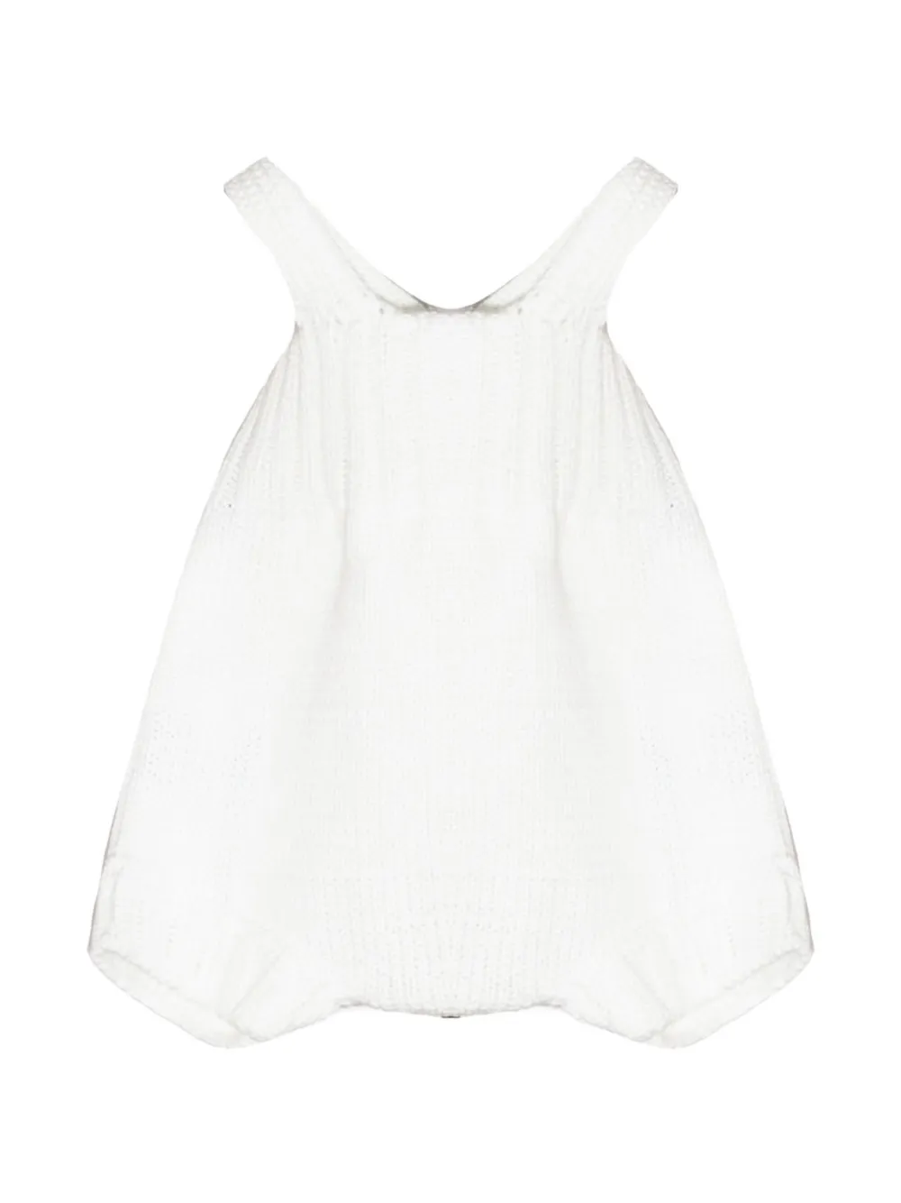 Little Bear ribbed crossover-strap romper - Bianco