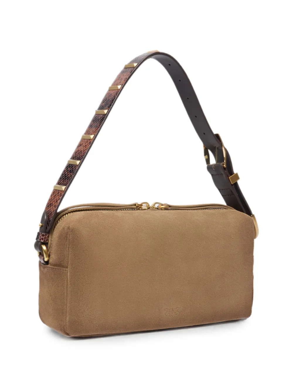 PINKO Medium Boston crossbodytas van suède met spray-effect Beige