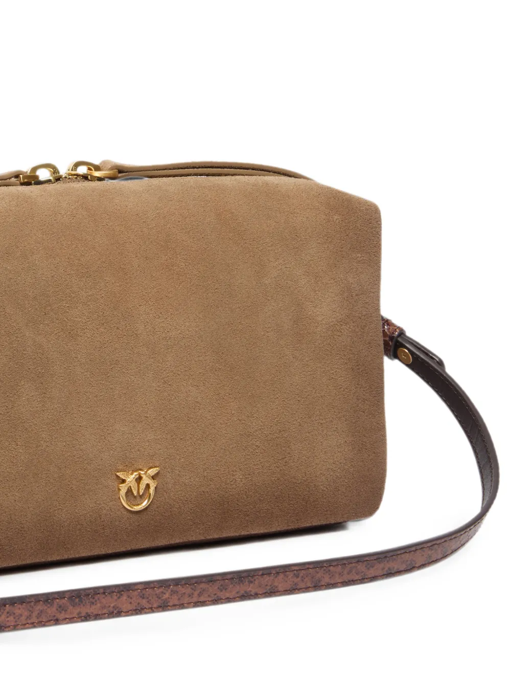 PINKO Medium Boston crossbodytas van suède met spray-effect Beige