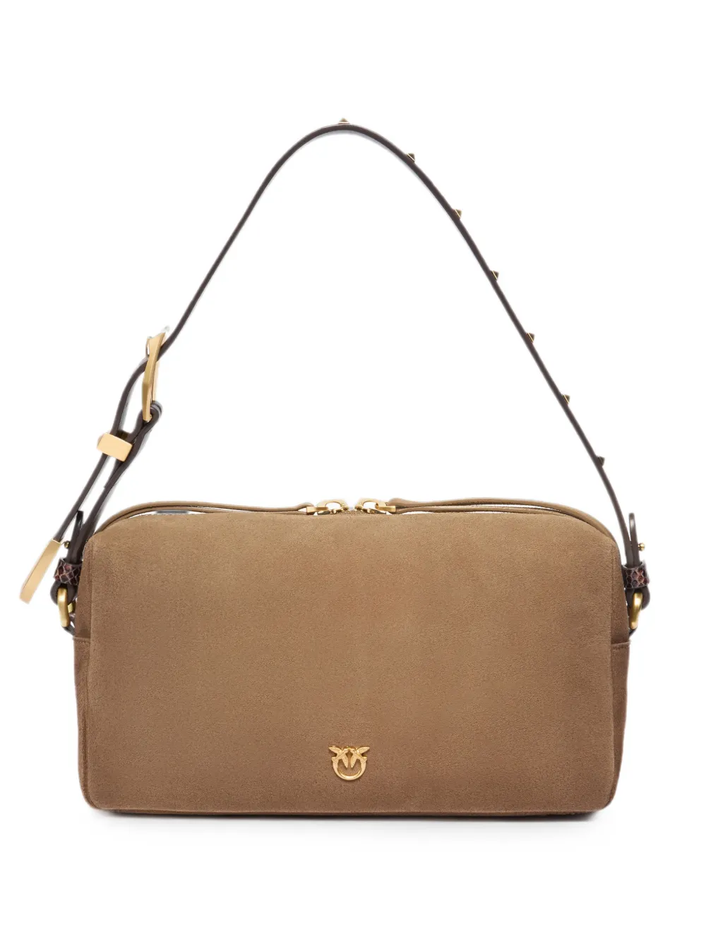 PINKO Borsa a tracolla Boston media in pelle scamosciata con effetto spray - Toni neutri