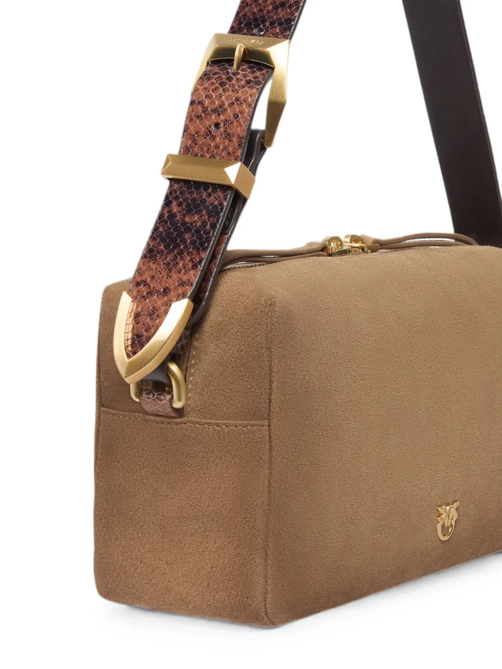 PINKO Medium Boston crossbodytas van suède met spray-effect Beige