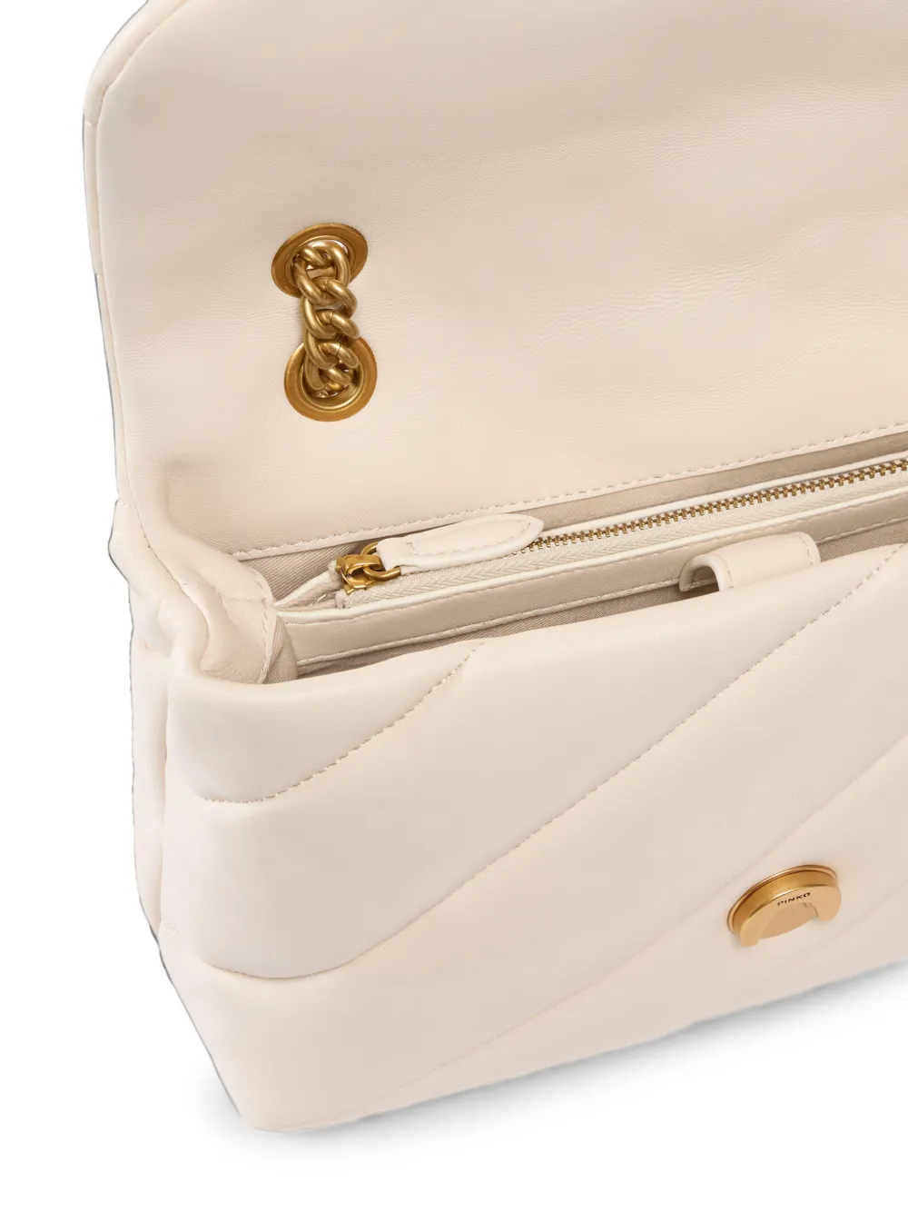 PINKO Medium Love Puff maxi gewatteerde schoudertas met gesp Beige