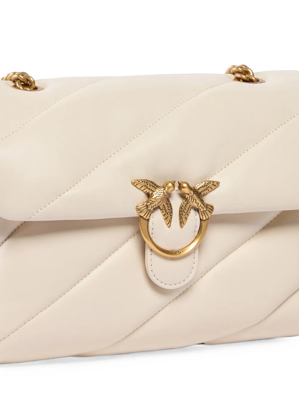 PINKO Medium Love Puff maxi gewatteerde schoudertas met gesp Beige
