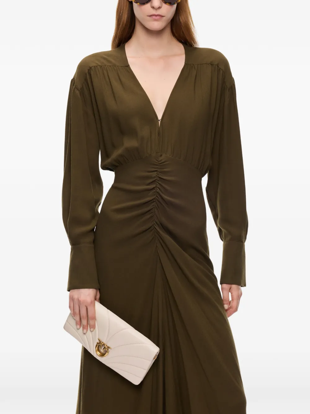 PINKO Midi-jurk met V-hals Groen