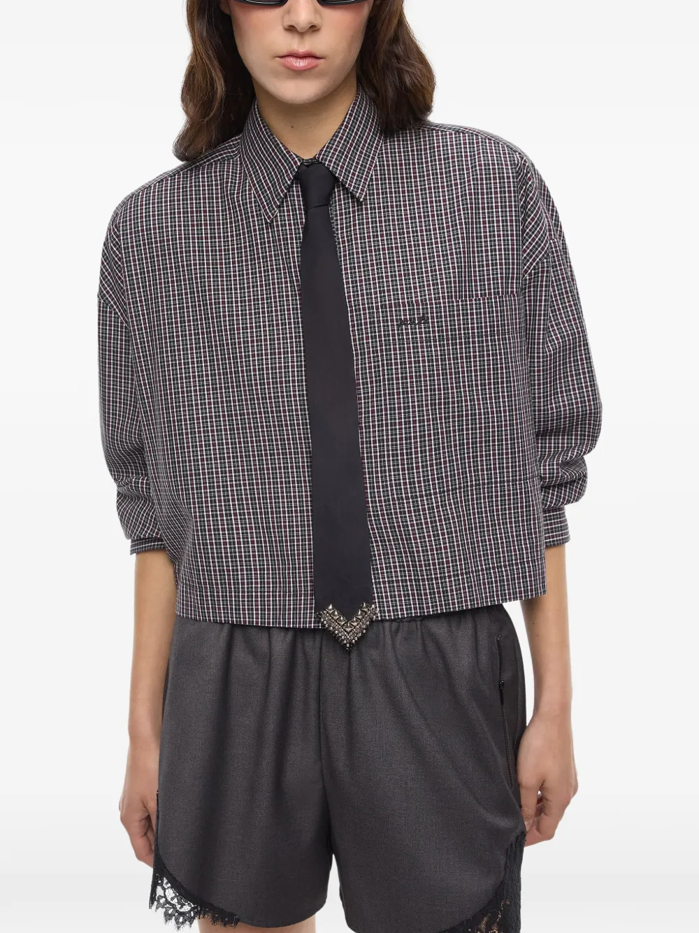 PINKO Geruite blouse Grijs