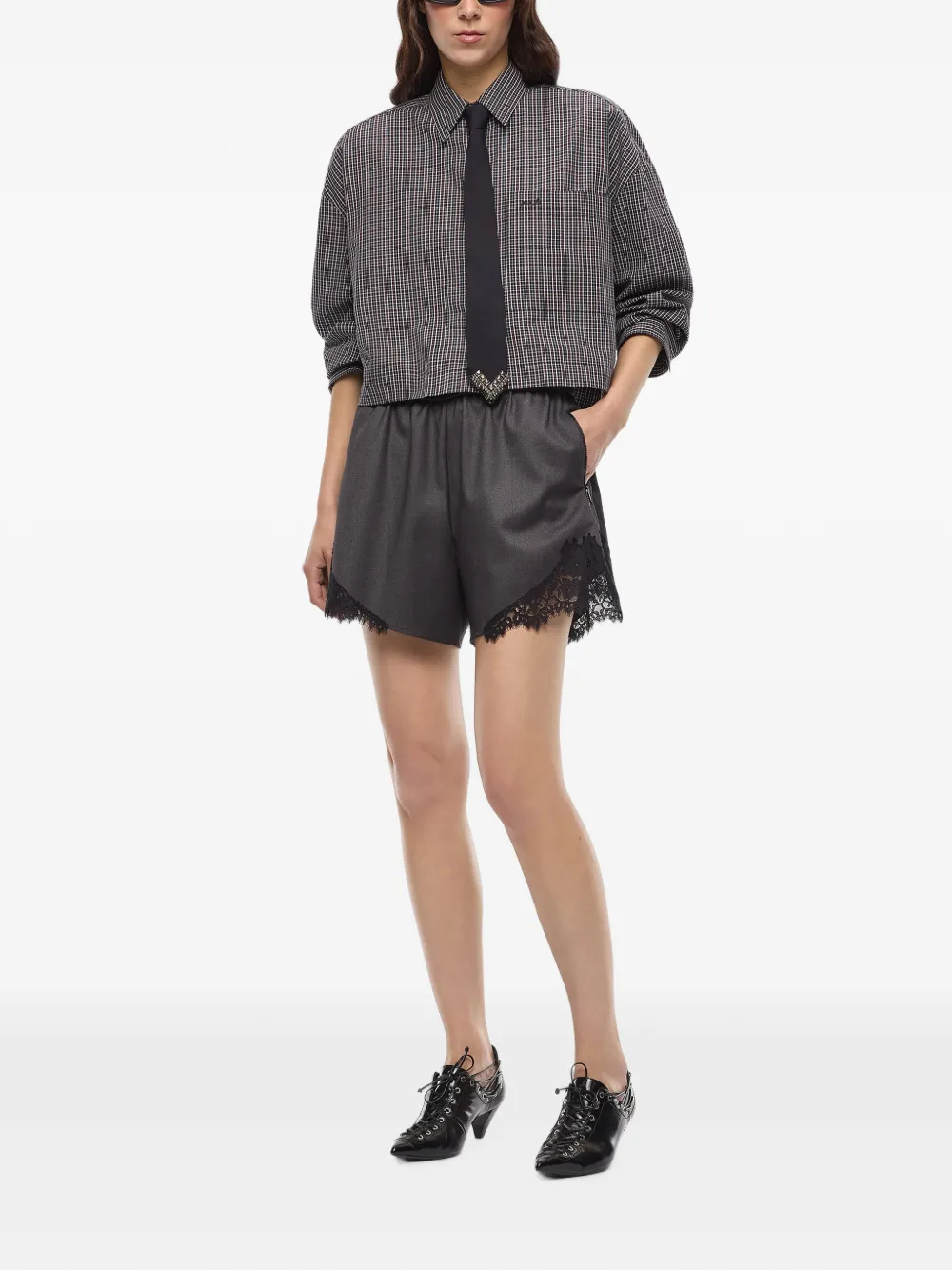 PINKO Geruite blouse Grijs