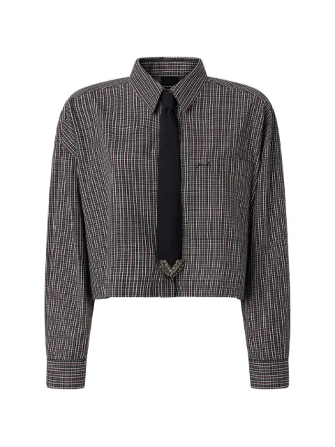 PINKO check-pattern cropped shirt