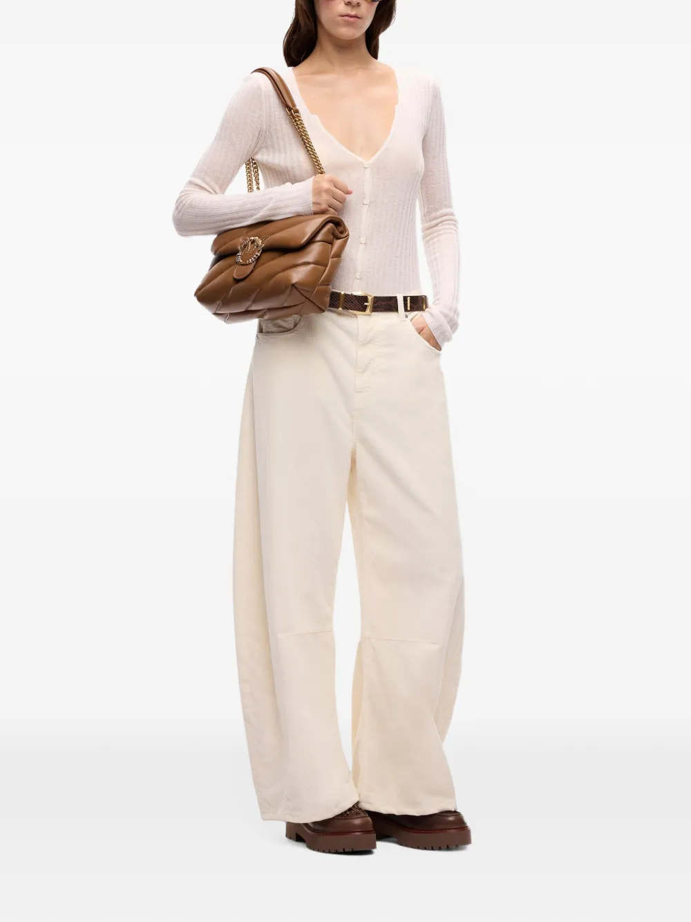 PINKO Ribfluwelen broek met vijf zakken Beige
