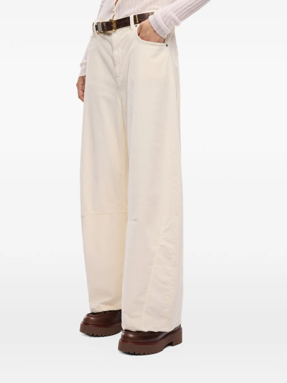 PINKO Ribfluwelen broek met vijf zakken Beige