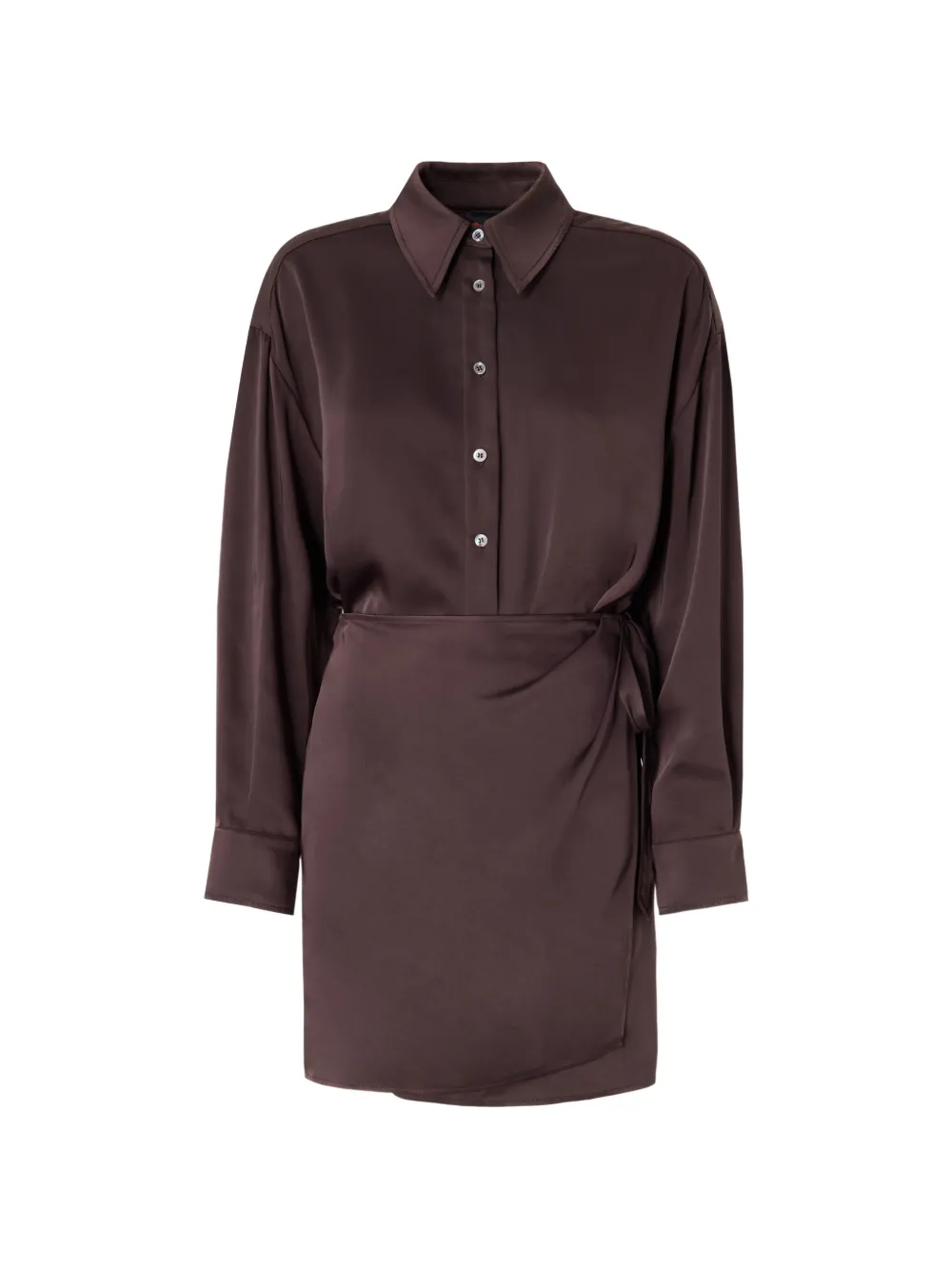 PINKO wrap-style long-sleeve shirt dress - Brown