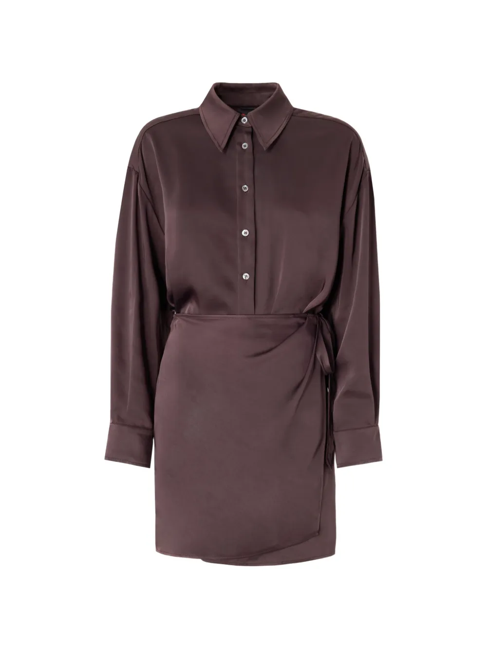 PINKO wrap-style long-sleeve shirt dress - Marrone