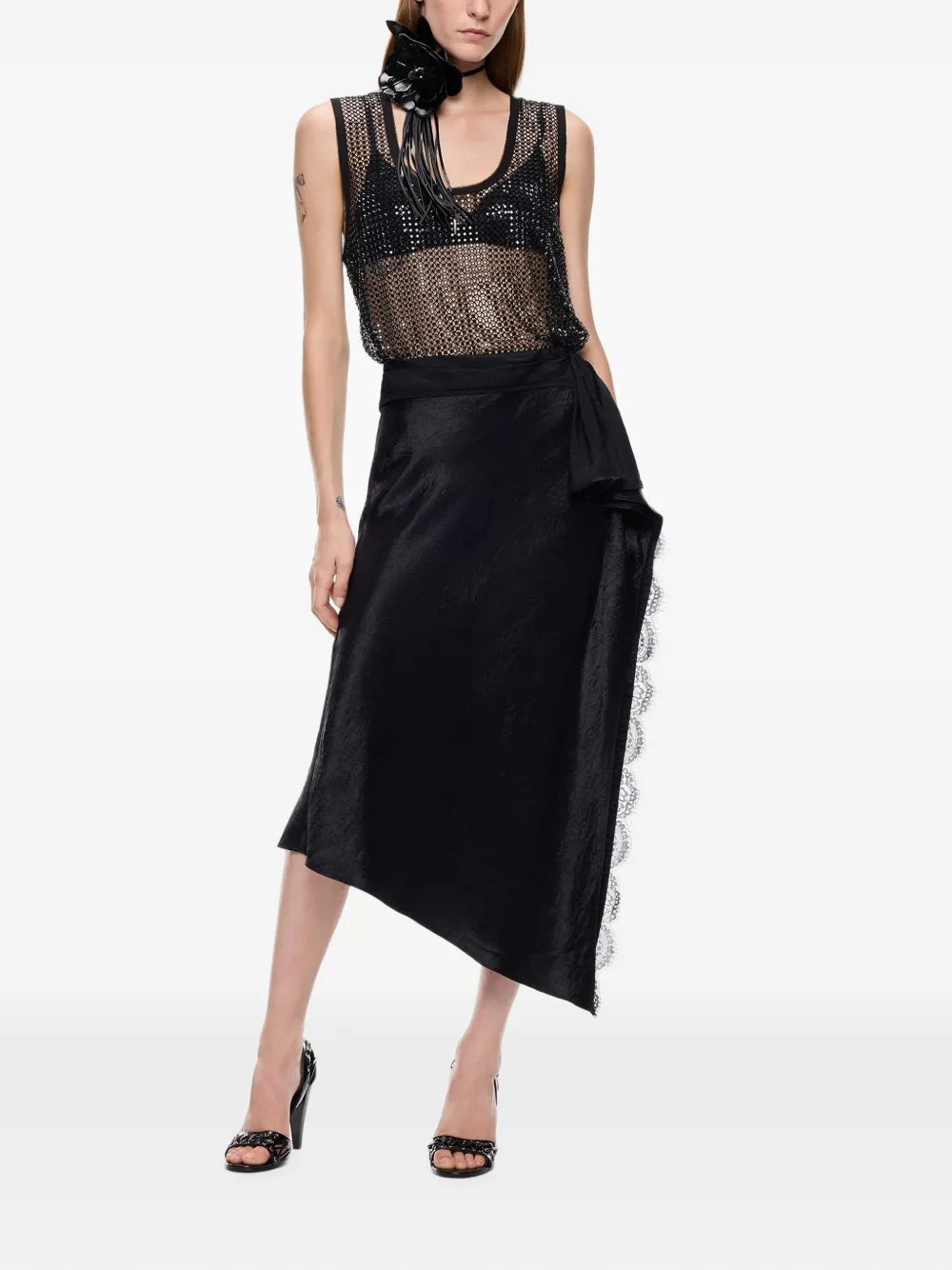 PINKO Blouse met afwerking van kant Zwart