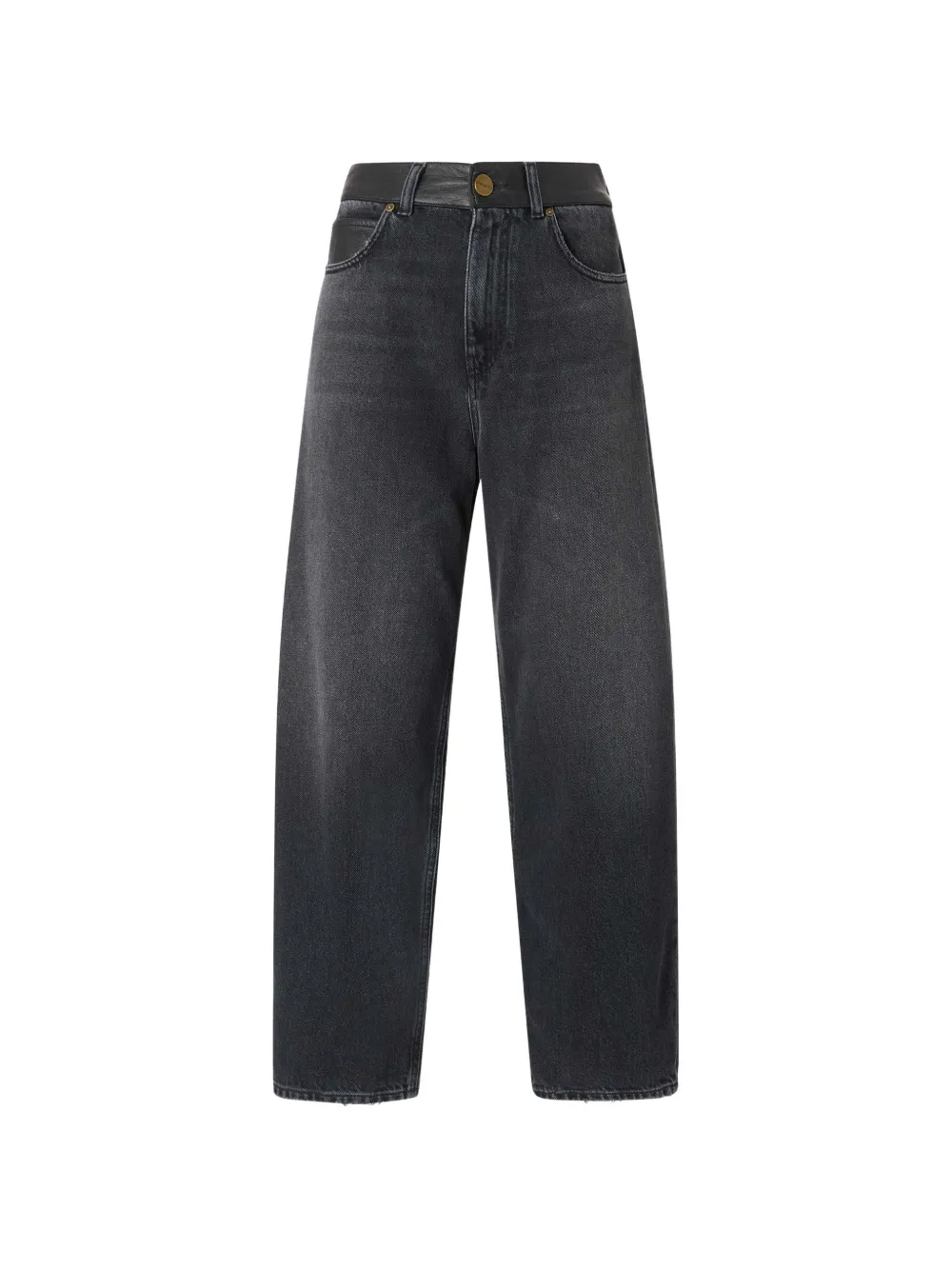 PINKO leather-trim wide-leg jeans - Grau