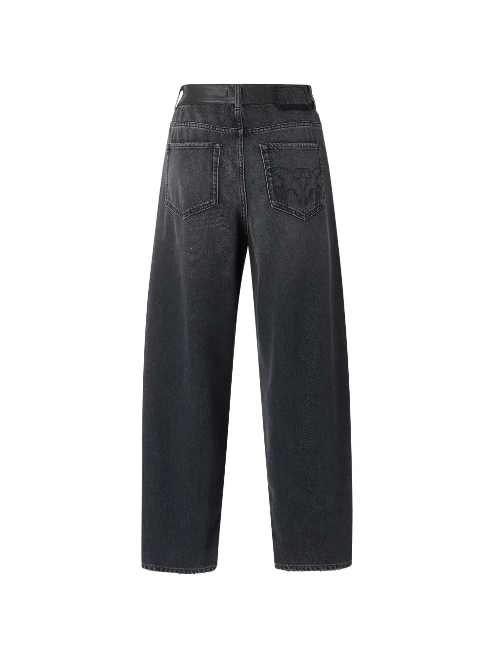 PINKO Jeans met wijde pijpen en leren afwerking Grijs