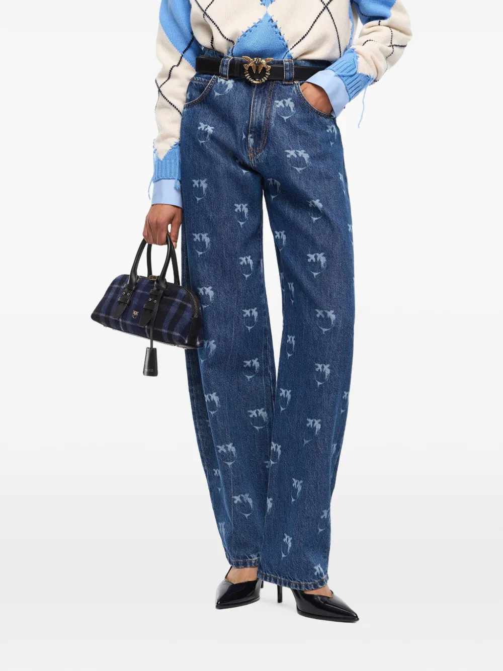 PINKO Jeans met monogramprint Blauw