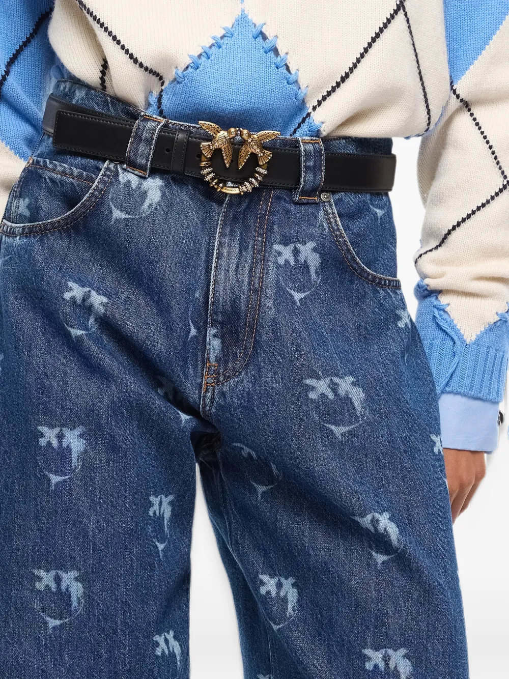 PINKO Jeans met monogramprint Blauw