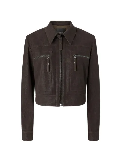 PINKO cropped nubuck leather-effect jacket