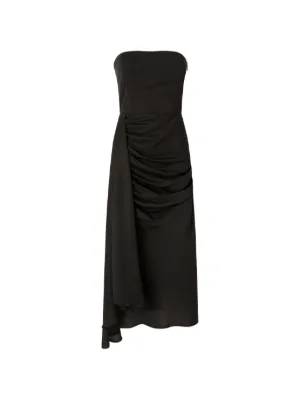 alc black strapless dress A.L.C. Sylvie Linen Midi Halter in Black, Size 2 SIZE:Ted Size 3 (UK 12/US 8) Back Zipper 90% polyester 23412 Imperial stretch cotton one