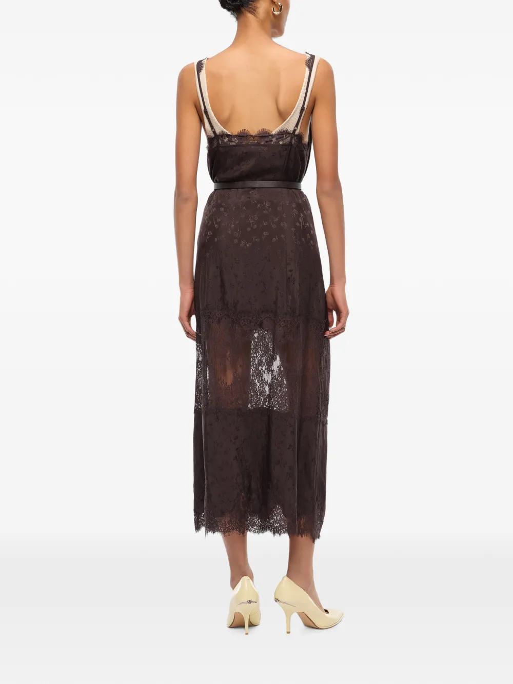 PINKO Midi-jurk met kanten banden Bruin