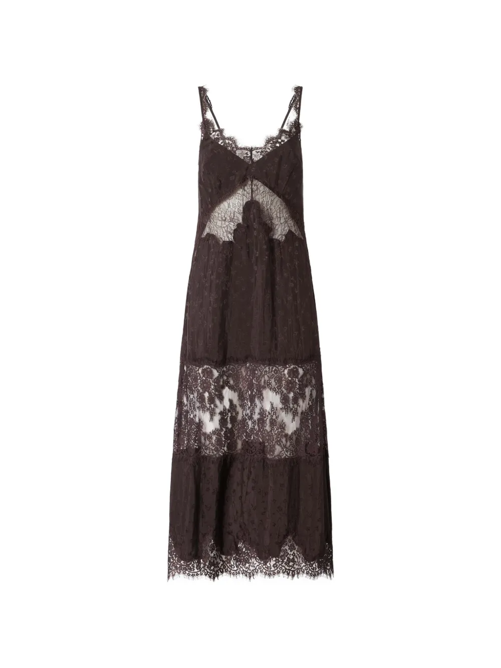 PINKO midi slip dress with lace bands - Braun