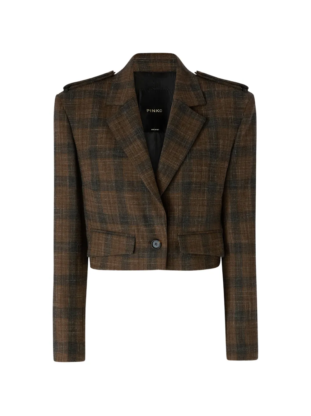 PINKO cropped jacket with micro houndstooth motif - Braun