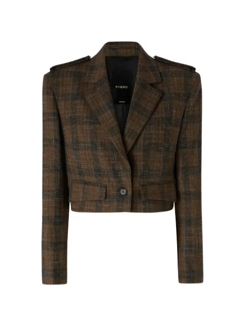 PINKO cropped jacket with micro houndstooth motif