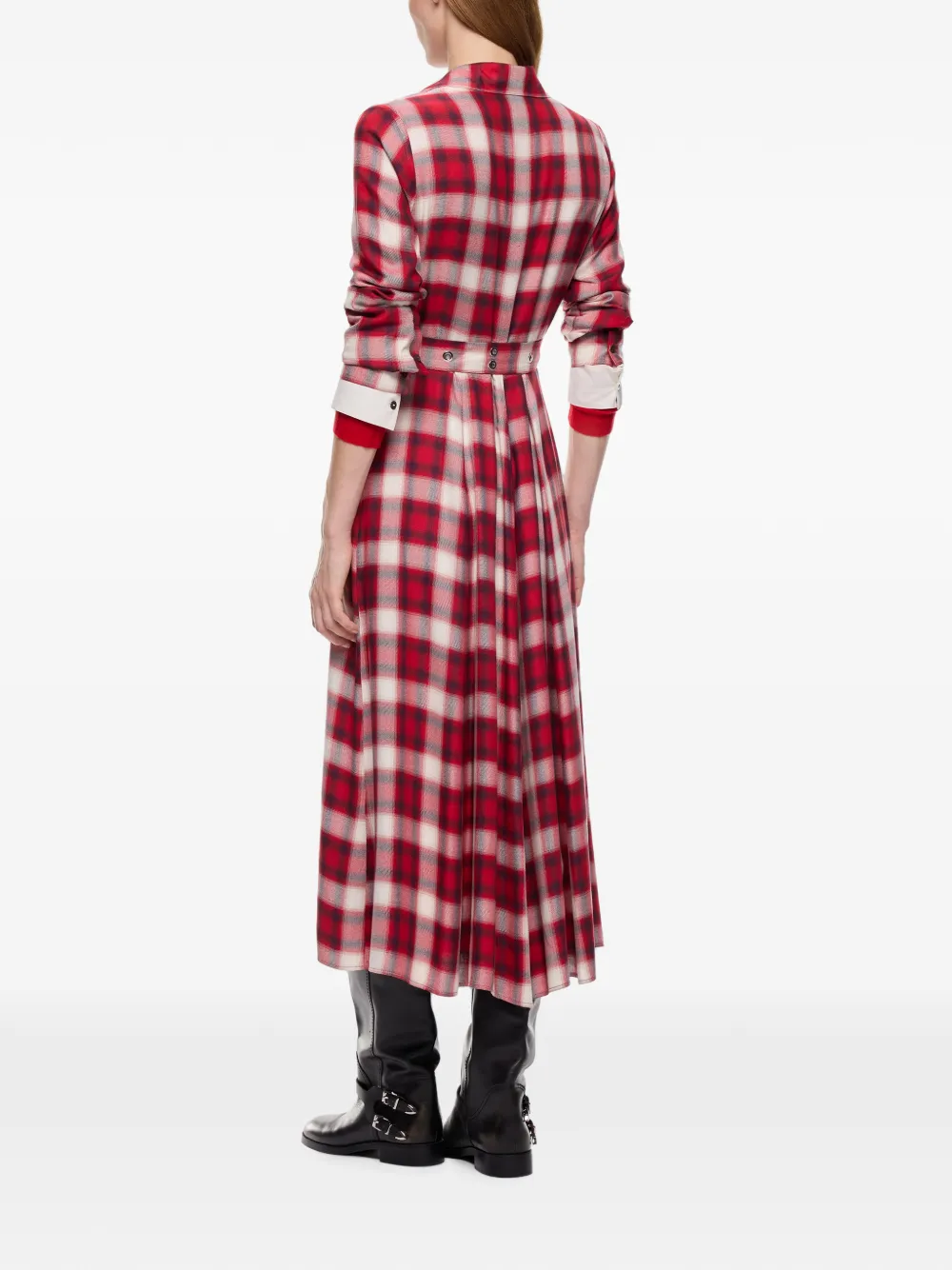 PINKO Lange blousejurk met geruit patroon en riem Rood