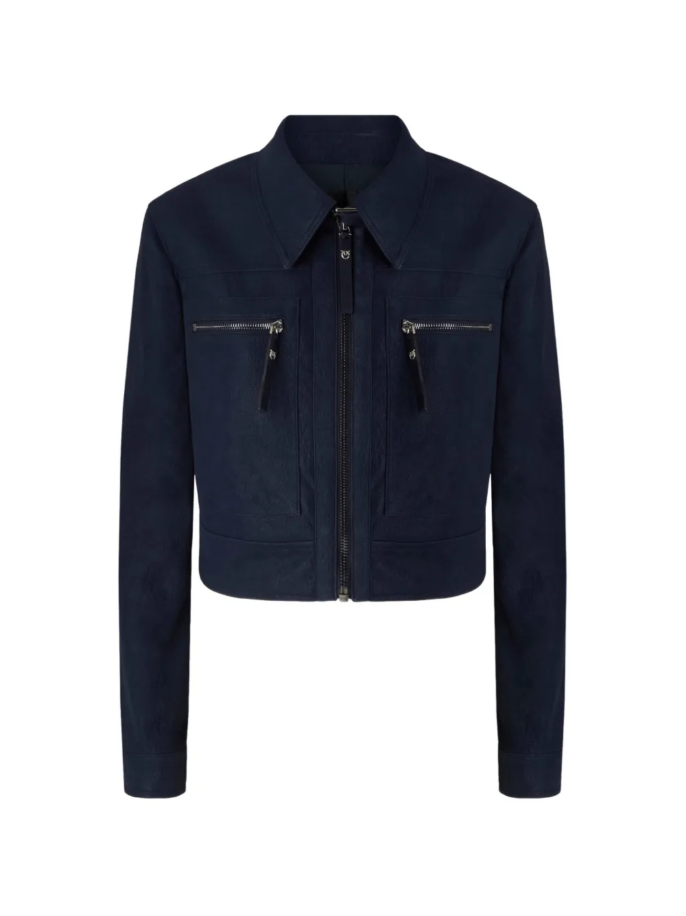 Pinko Zip-up Cropped Jacket In Blue