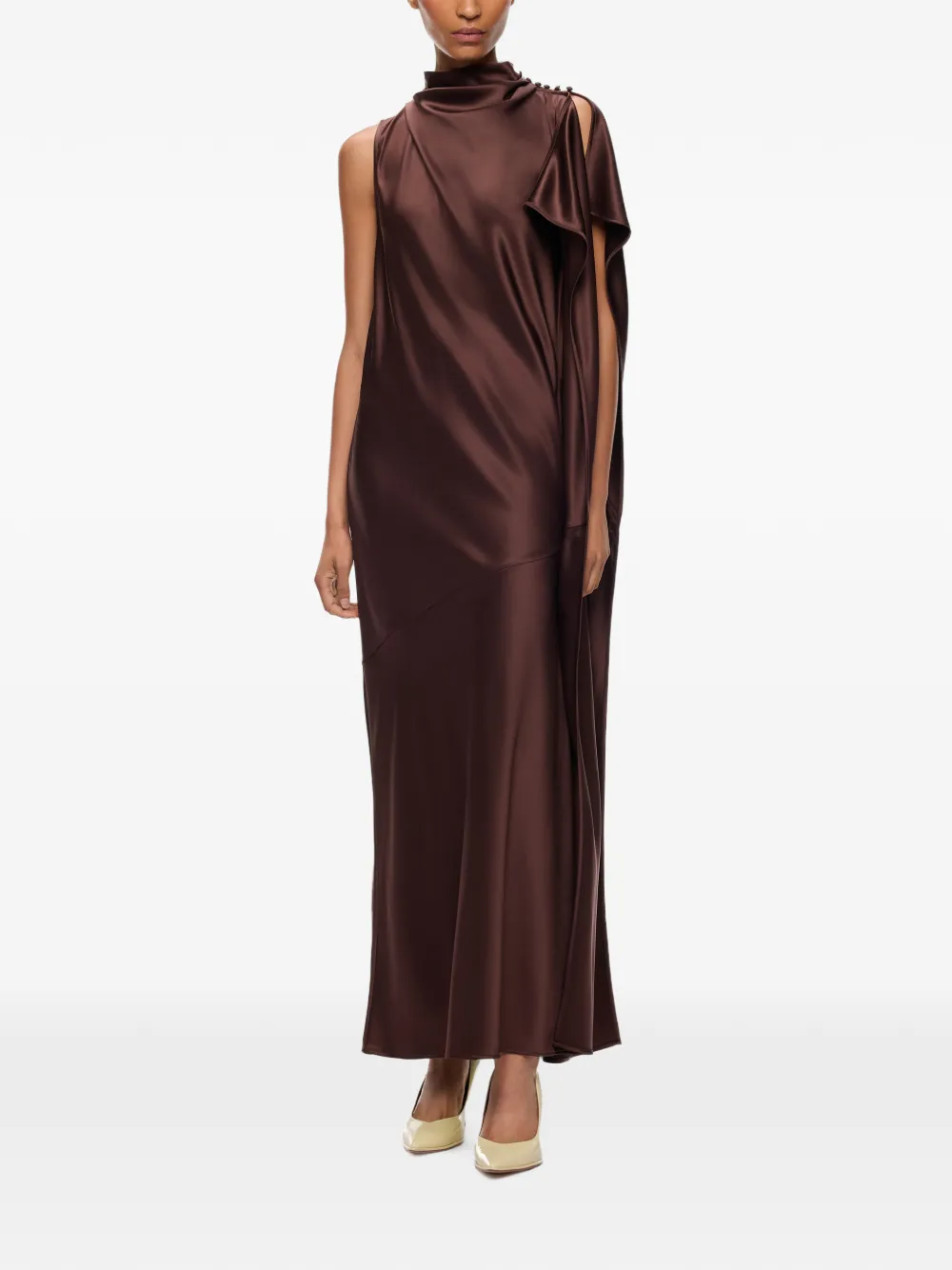 PINKO Asymmetrische satijnen maxi-jurk Bruin