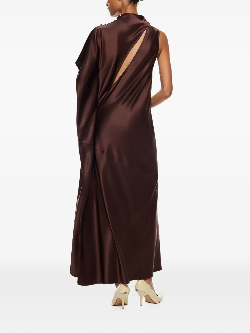 PINKO Asymmetrische satijnen maxi-jurk Bruin