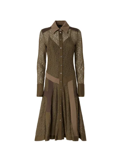 PINKO lace-panelled midi shirt dress