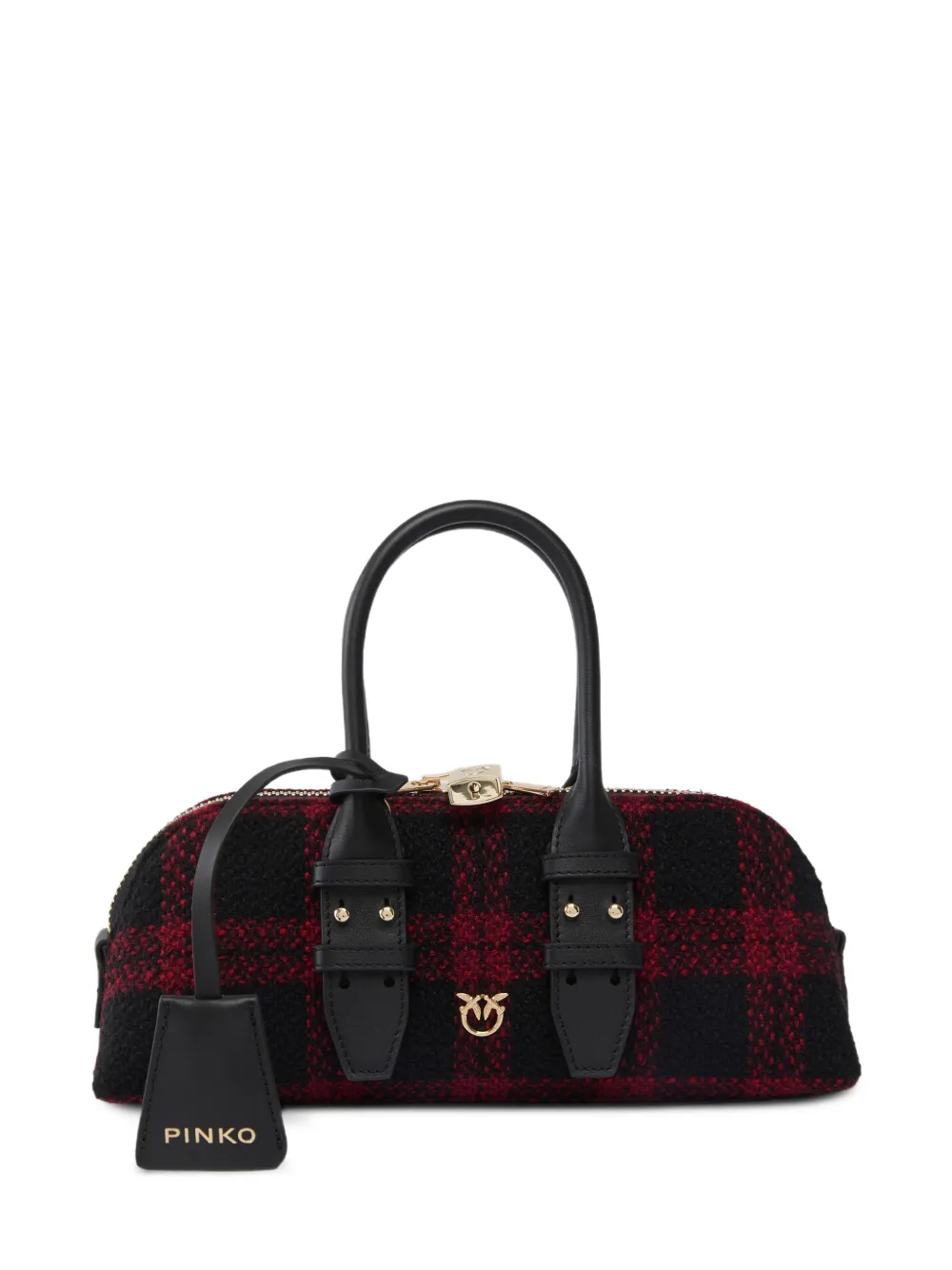 PINKO checked Love Birds tote bag