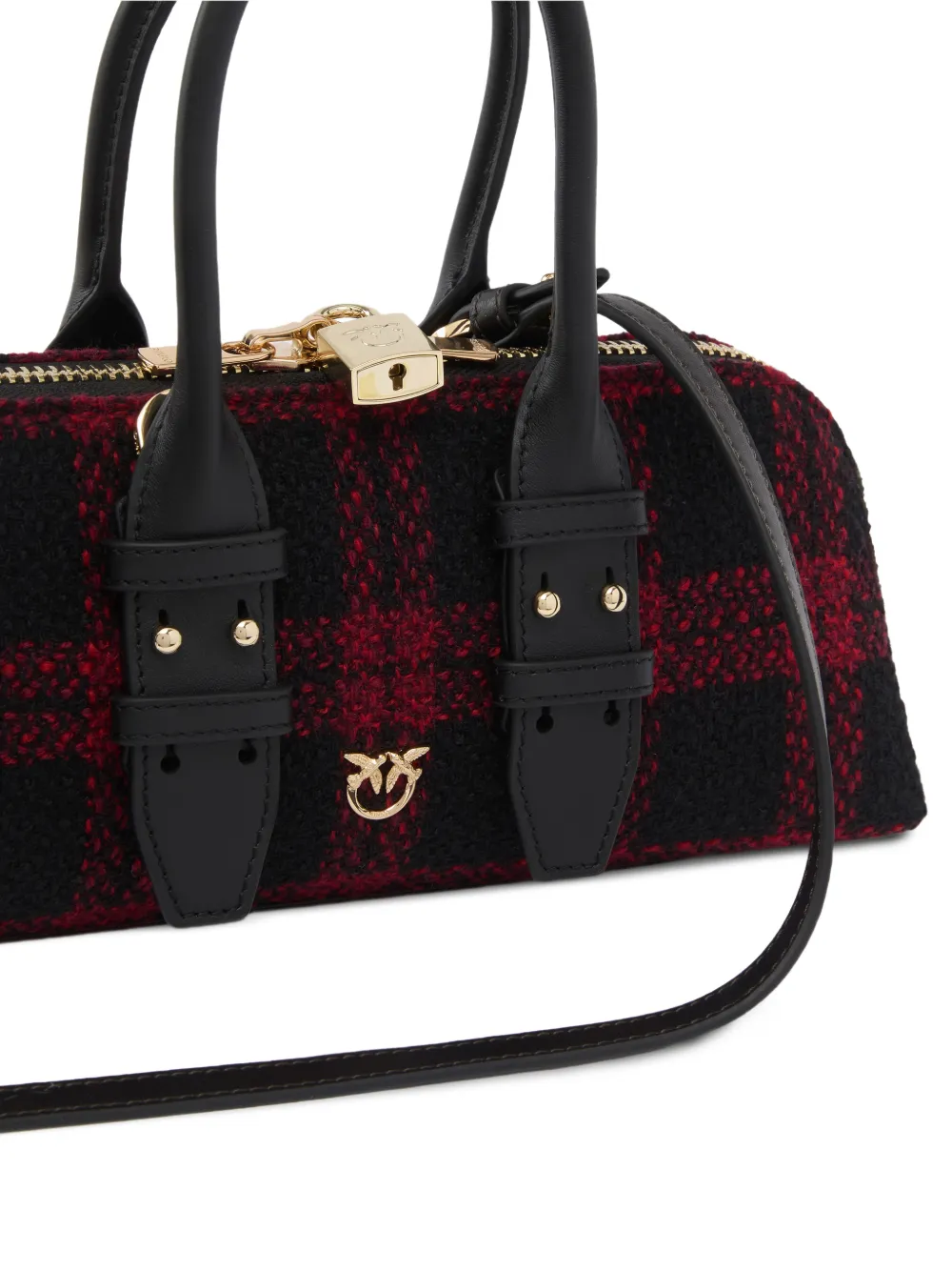 PINKO Love Birds geruite shopper Zwart