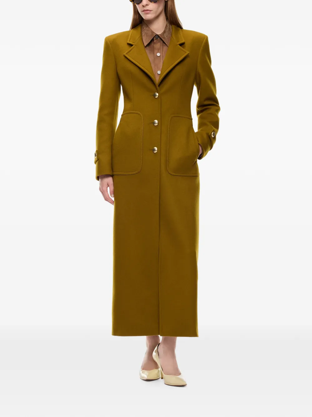 PINKO Lange jas van wolblend Groen